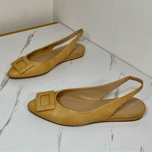 Reaction Kenneth Cole Women's Linton Buckle Slingback Flat In Natural Weave Sz 9